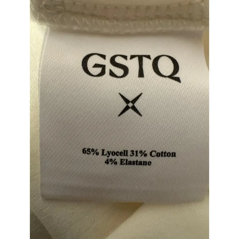 GSTQ Women's Snow White Front Zip Collared, Color Cream Shirt XL New With Tags